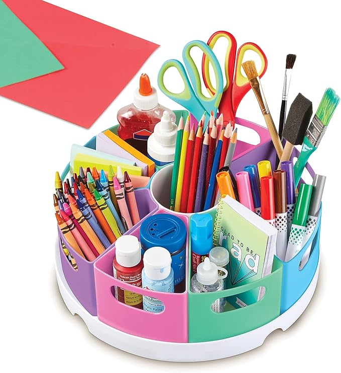 Learning Resources Create-a-Space Storage Center, Pastel | Rotating Caddy Organizer for Kids, Art Supply Organizers for Markers, Pens and Pencils, Classroom Table Caddy for Teachers - Image 2