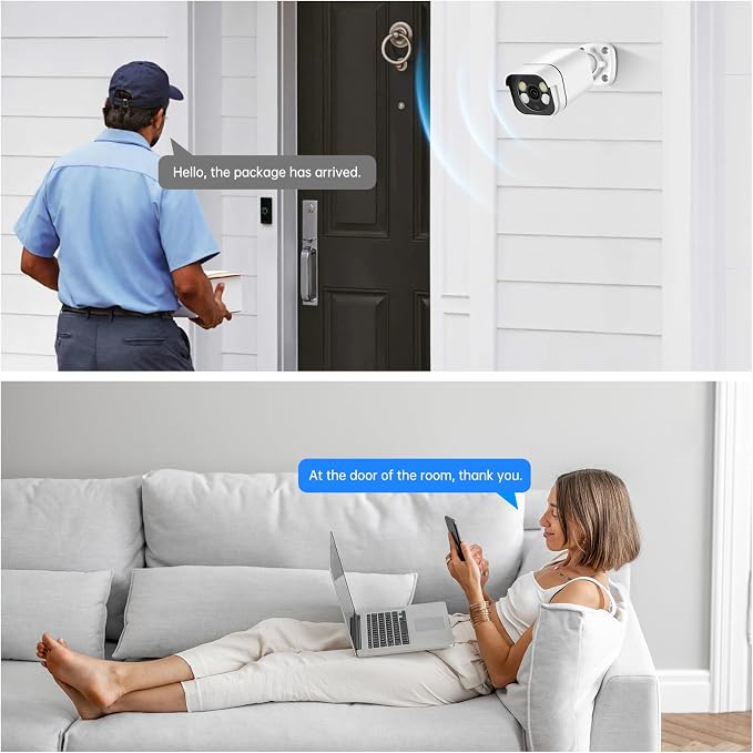 4K Security Camera System, 4pcs 2K PoE Wired Turret Cameras with Human Detection and 2 Way Talk, Color Night Vision, 8MP 4CH NVR with 1TB Hard Drive for 24/7 Local Recording, No Subscription (4 CAM) - Image 5