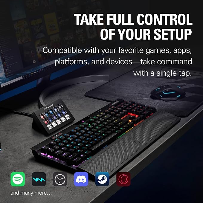 Elgato Stream Deck Scissor Keys Workflow Controller | Tactile, responsive macro keys, Monitor CPU, GPU, ping, FPS, LED-lit icons, Regular plugin updates, Windows and macOS - Image 2