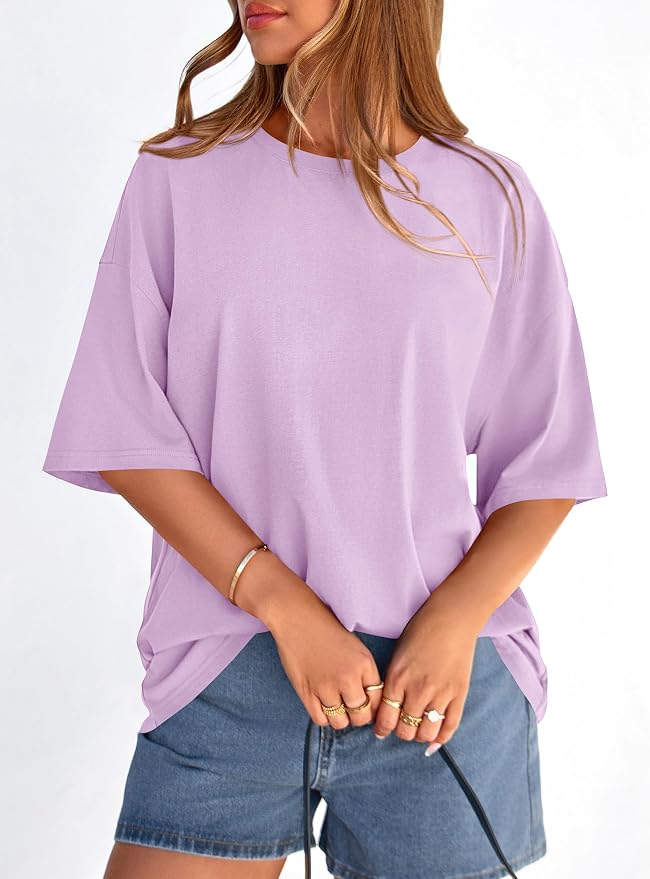 PRETTYGARDEN Womens 2026 Spring Going Out Tops Casual Short Sleeve Crewneck Loose Fit Basic Oversized T Shirts Summer Outfits - Image 5