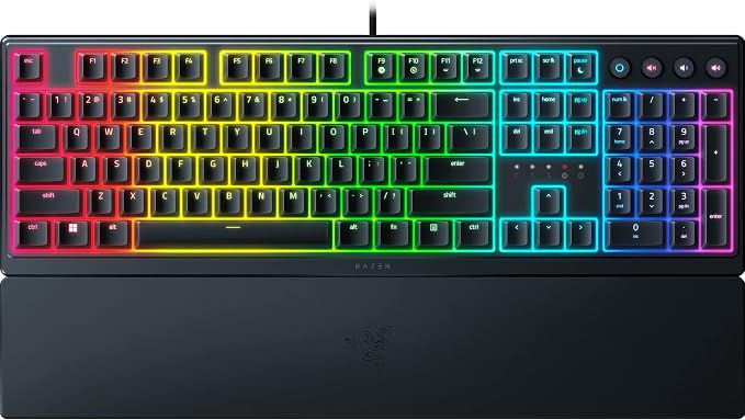 Razer Ornata V3 Gaming Keyboard, Low-Profile Keys, Black | Mecha-Membrane Switches, UV-Coated Keycaps, Backlit Media Keys, 10-Zone RGB Lighting, Snap Tap, Magnetic Wrist Wrest by Unknown