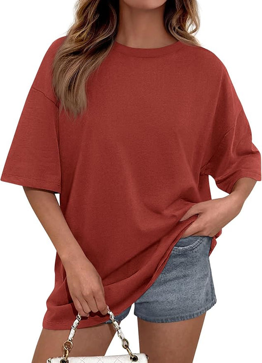 PRETTYGARDEN Womens 2026 Spring Going Out Tops Casual Short Sleeve Crewneck Loose Fit Basic Oversized T Shirts Summer Outfits by PRETTYGARDEN