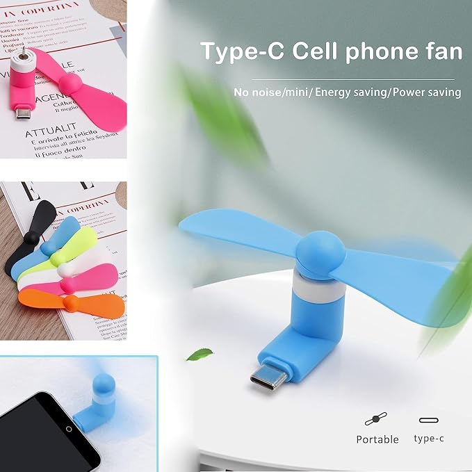 PCTC Type C Mini Phone Fan Type C Compatible with Samsung Galaxy S24 / S23 / 23 Ultra/ 24 Ultra, Compatible with Apple iPhone 15/15 Pro /15 Pro Max, for Moto Razr 40 Ultra /g54/Edge S Pro(3 Packs) - Image 4
