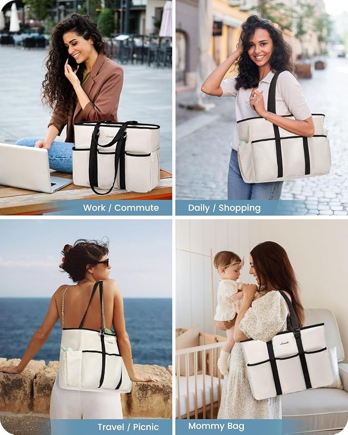 LOVEVOOK Work Tote Bag for Women, Laptop Bag for Women, Teacher Nurse Tote Bag, Utility Tote For Work/Travel/College/Daily, Professional Computer Purse Large Handbag With Multi Pockets - Image 2