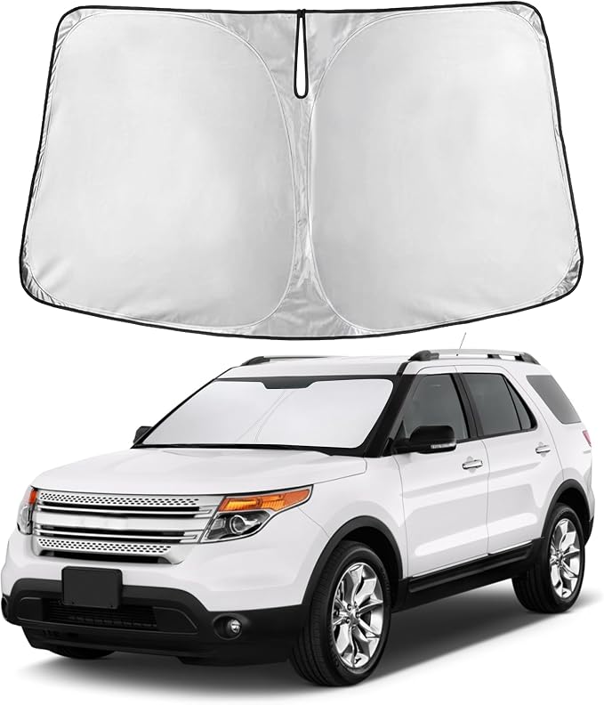 EcoNour Windshield Sunshade Compatible for Ford Explorer 2011-2017 2018 2019, Sun Visor for Front Windshield & Window Sun Shade Cover, UV Heat Blocker & Protector, Car Accessories by EcoNour