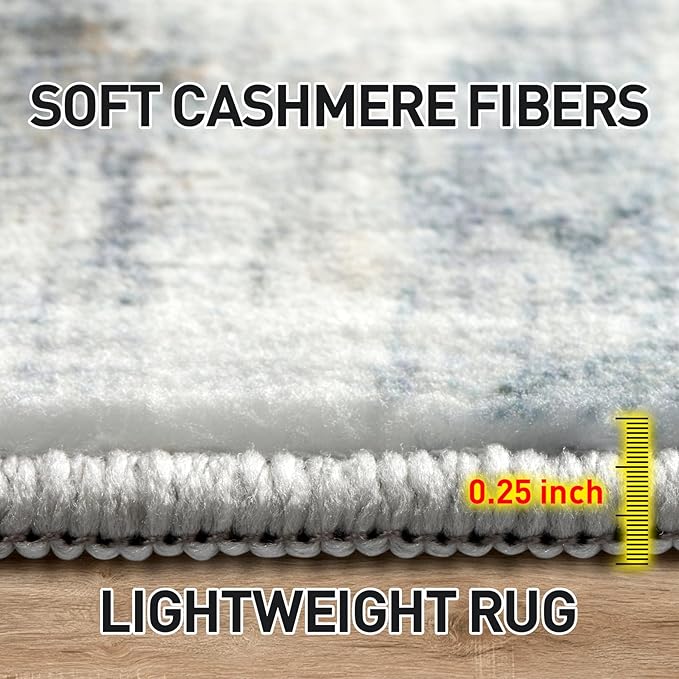 9x12 Area Rugs Washable Rug: Modern Abstract Living Room Rug Soft Anti-Skid Thin Carpet Indoor Floor Non-Shedding Carpets for Bedroom Dining Room Farmhouse Nursery Home Office Blue Multi - Image 6