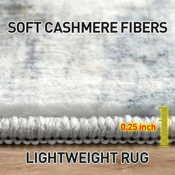 8x10 Area Rugs Washable Rug: Large Modern Abstract Living Room Rug Soft Anti-Skid Thin Carpet Indoor Floor Non-Shedding Carpets for Bedroom Dining Room Farmhouse Nursery Home Office Blue Multi - Image 6