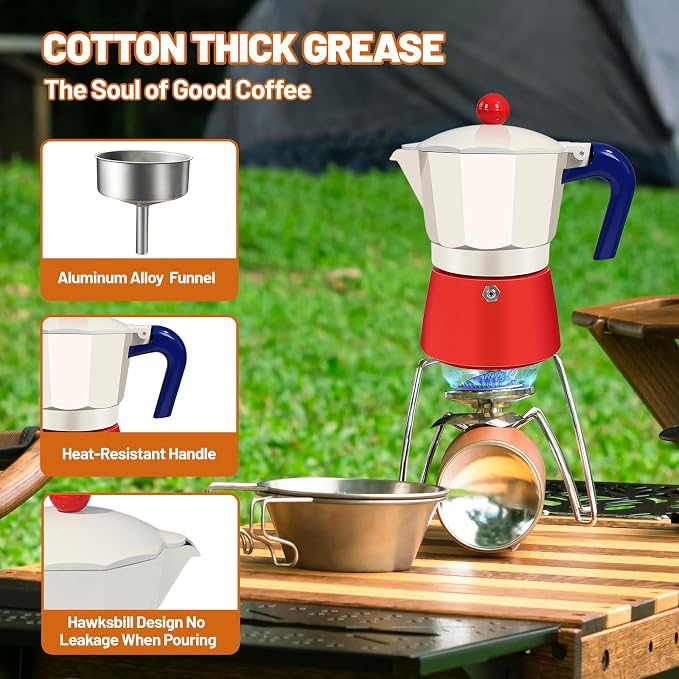 6 Cup Aluminum Espresso Stovetop Moka Pot Express Coffee Maker Percolator Italian Classic Mocha Coffee Machine for Italian and Cuban Cafe Brewing for Home Camping 300ml 10oz - Image 5