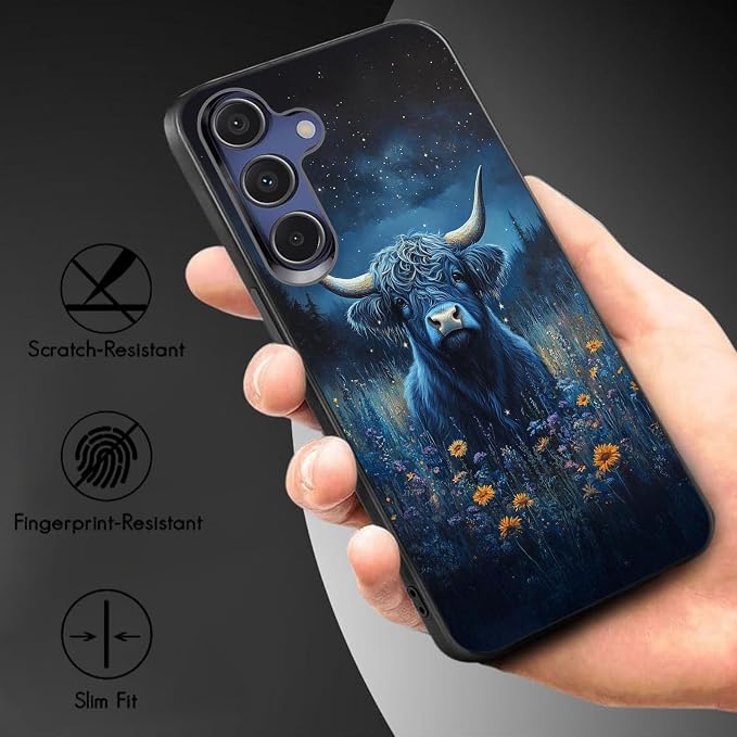 Designed for Galaxy S25 Plus Phone Case,Slim Silicone Shockproof Protective Case for Galaxy S25 Plus 6.7 inch,Cute Highland Cow - Image 3
