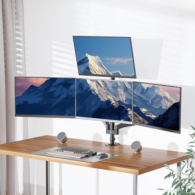 WALI Quad Monitor Mount for 13-27 inch Screens, Extra Tall 4 Monitors Desk Mount, up to 19.8lbs, 32.2 inch Height Max, Fully Adjustable 4 Monitor Arms, VESA 75/100mm (GSDM004S), Black - Image 7