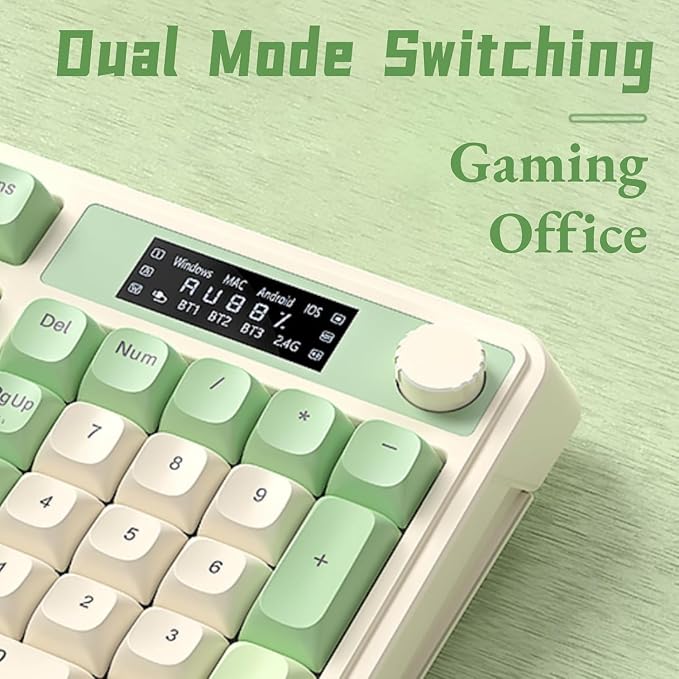 AULA S99 Pro Wireless Keyboard, Gaming Keyboards Media Knob Custom RGB Backlit, 3-Modes BT/2.4G/USB-C Membrane Cute Creamy Keyboard for Windows/MAC/PC Gamer - Blue White - Image 6