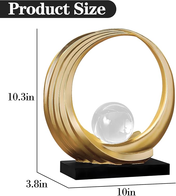 Dosker Modern Abstract Stripe Golden Shelf Decor Statues | Coffee Table Home Decor Sculpture,Desk Decoration for Living Room,Office (Golden) - Image 2