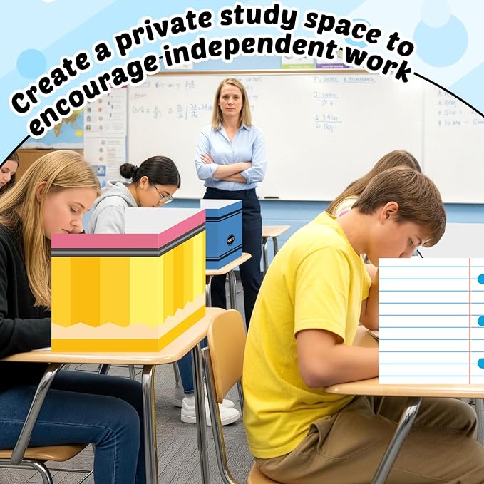 30 Pack Desk Dividers for Students Composition Notebook Pencil Privacy Folder for Students Waterproof Study Carrel Dividers Testing Divider Privacy Classroom Shield Folder Boards for Teacher Supplies - Image 7
