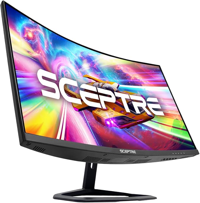 Sceptre New 27-inch Curved Gaming Monitor FreeSync 240Hz Plus DisplayPort HDMI 1ms 99% sRGB Build-in Speakers, R1500 Machine Black 2025 (C275B-FWT240 Series) | 27 Va Curved FHD 1080p, 1ms Mprt, Amd Freesync Premium, Built-in Speakers by SceptreInc