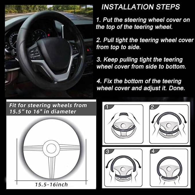 Valleycomfy Microfiber Leather Steering Wheel Cover Large-Size for F150 F250 F350 Ram 4Runner Tacoma Tundra Range Rover Model S X with 15 1/2 inches-16 inches Outer Diameter (Brown) - Image 6