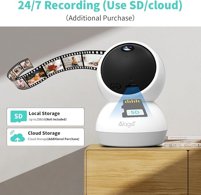 2K Indoor Security Camera, 360° Pan/Tilt AI Human Pet Motion Security Camera, 2.4/5 GHz Night Vision Camera, 2 Way Audio, Compatible with Alexa Google Assistant (3 Months of Cloud Storage) - Image 7