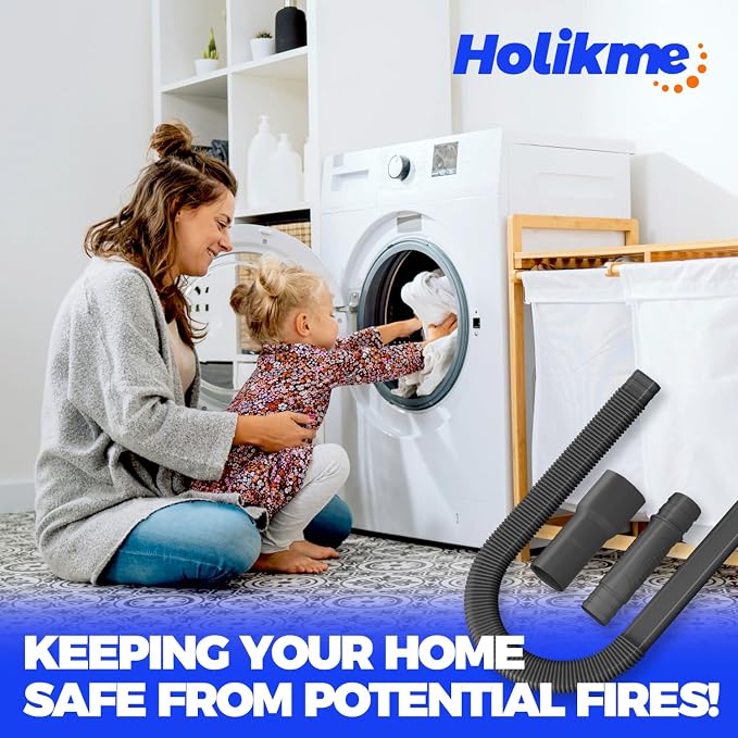 Holikme Dryer Vent Cleaner Kit – Black Lint Vacuum Attachment | Dryer Vent Vacuum Hose Replacement Parts Reach Deep Inside Vents - Remove Hidden Lint, Speed Drying & Reduce Fire Risk - Image 7