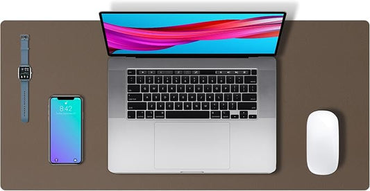 Aothia Leather Desk Pad Protector, Large Mouse Pad, Office Mat, Non-Slip PU Leather Blotter, Laptop Desk Pad, Waterproof Writing Pad for Office and Home (Coffee, 23.6" x 13.7") by AothiaSimpleNaturalUnique