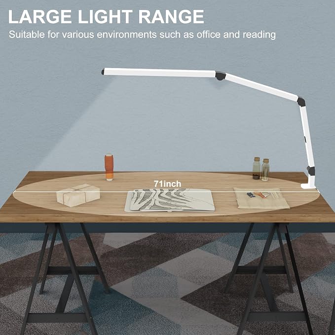 Micomlan LED Desk Lamp with Clamp, Dual Light Table Lamp with Adjustable Swing Arm, Eye-Care 4 CCT Modes & 5 Brightness Levels Clip-on Architect Modern Desk Light for Home Office Crafting Sewing - Image 4