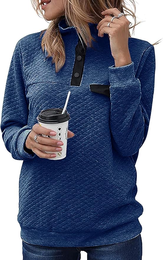 BTFBM Women Fashion Quilted Pattern Lightweight Zipper Long Sleeve Plain Casual Ladies Sweatshirts Pullovers Shirts Tops by BTFBM
