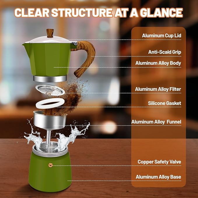 9 Cup Aluminum Espresso Stovetop Moka Pot Express Coffee Maker Percolator Italian Classic Mocha Coffee Machine for Italian and Cuban Cafe Brewing for Home & Camping 450ml 15oz - Image 3