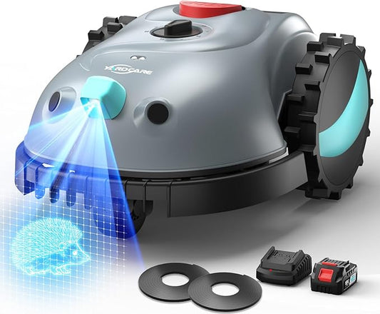 YARDCARE V100 Robot Lawn Mower with HD Vision Navigation, Smart Obstacle Detection, Collision Sensors, Adjustable Cutting Height, Low-Noise Operation—Perfect for Small Lawns up to 1,600 sq ft. by YARDCARE