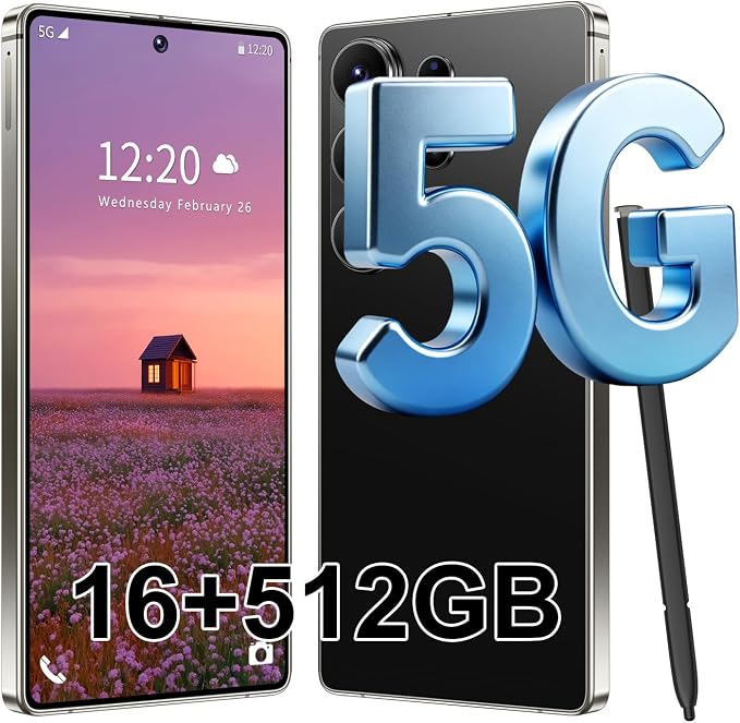 S26 Ultra 5G Unlocked Smartphone,16GB+512GB Cell Phone for Android 15, 6.99" Unlocked Cell Phone, 7000mAh, 68MP+108MP Dual Camera/Dual SIM/Fingerprint Lock/Face，Black by Unknown