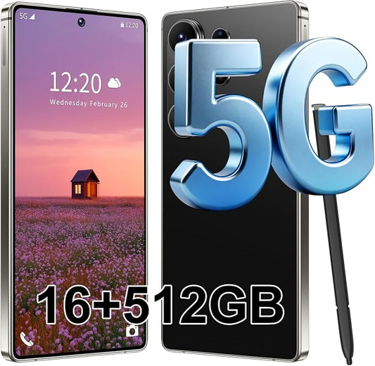 S26 Ultra 5G Unlocked Smartphone,16GB+512GB Cell Phone for Android 15, 6.99" Unlocked Cell Phone, 7000mAh, 68MP+108MP Dual Camera/Dual SIM/Fingerprint Lock/Face，Black by Unknown