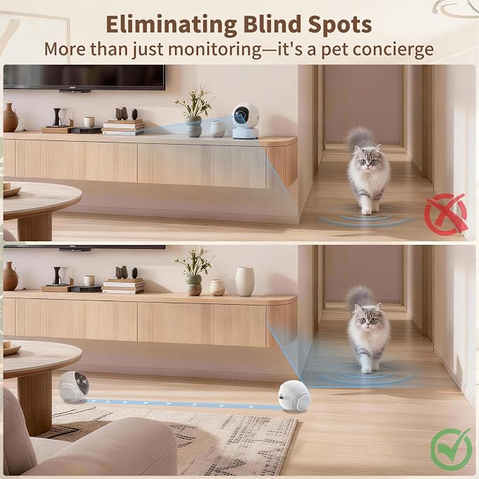 1080P Moving Pet Robot Camera, Smart Home Security Robot with Auto Tracking, Night Vision, 2-Way Audio, Auto-Recharge, Motion Alerts, App Control for Pet, Baby & Elderly Care - Image 4