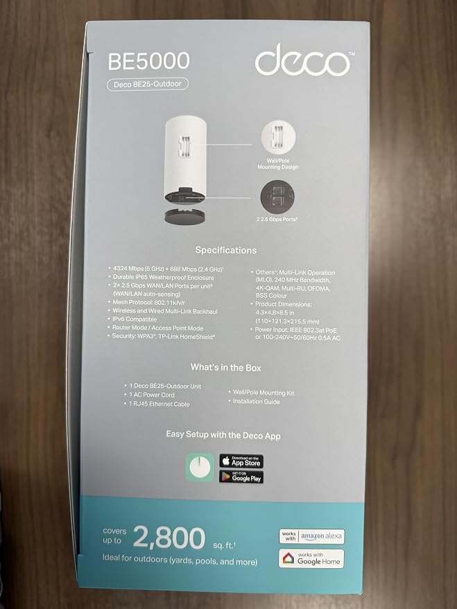 TP-Link Deco 7 Outdoor BE25 BE5000 Dual-Band Wi-Fi 7 Mesh Extender – Up to 2,800 sq. ft., Dual 2.5G PoE+ Ports, IP65 Waterproof, MLO, Multiple Mounting Options, Secure by Design, 1-Pack - Image 14