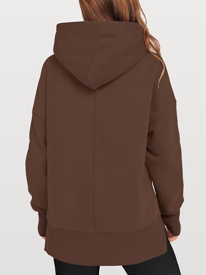 ANRABESS Womens Oversized Hoodies Long Sleeve Fleece Side Slit Hooded Sweatshirts Pullover 2026 Fall Outfits Y2K Clothes - Image 5