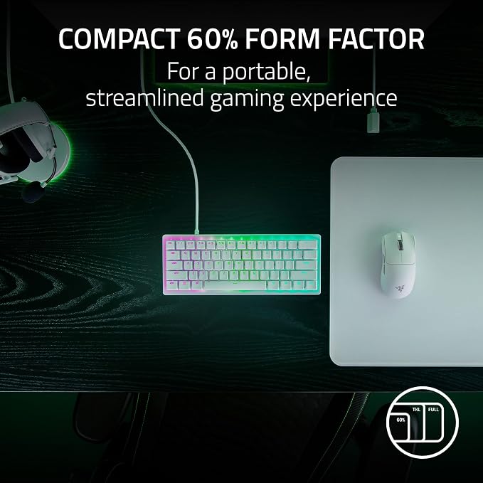 Razer Huntsman V3 Pro Mini 60% Esports Gaming Keyboard, White | Analog Optical Switches, Razer Snap Tap, Rapid Trigger, Adjustable Actuation, Dual-Purpose Mod Keys, Doubleshot PBT Keycaps - Image 10