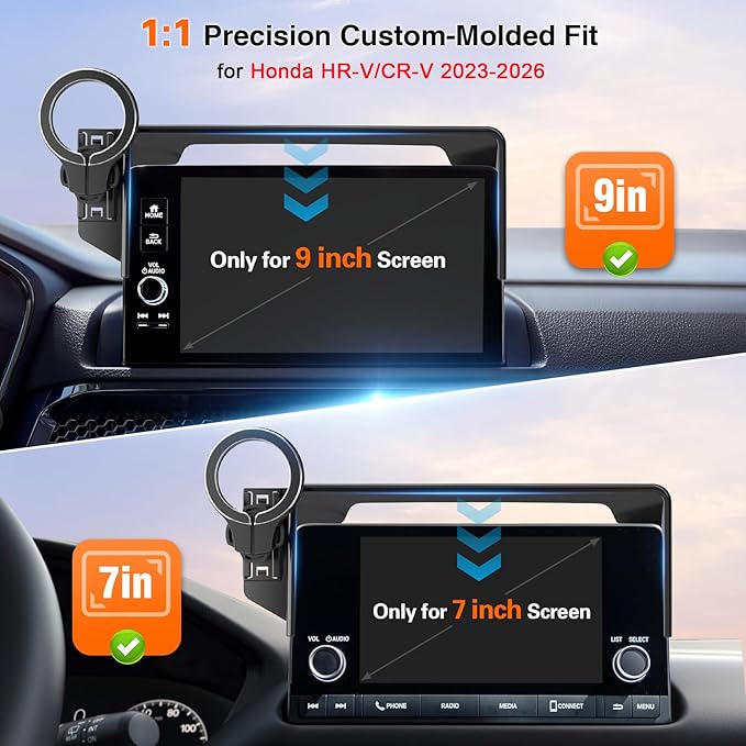 pop-tech Car Phone Holder for Honda CR-V HR-V 2023 2024 2025 2026: for MagSafe Magnetic Cell Phone Mount for HRV CRV Accessories 7/9 inch Screen - Touchscreen Cradles Strong Magnets for iPhone Samsung - Image 2