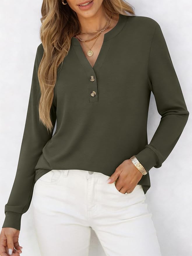 ANRABESS Women's Long Sleeve Shirts 2026 Spring Fashion Dressy Casual Tops Trendy Henley Blouses Cute Work Outfits Clothes - Image 2