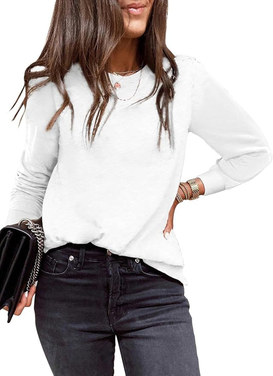 EVALESS Womens Crewneck Long Sleeve Tops Casual Polka Dots Tops Fall 2026 Tshirts Shirts by EVALESS