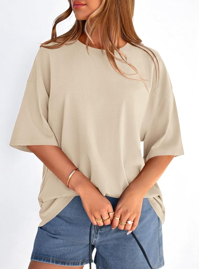 PRETTYGARDEN Womens 2026 Spring Going Out Tops Casual Short Sleeve Crewneck Loose Fit Basic Oversized T Shirts Summer Outfits - Image 5