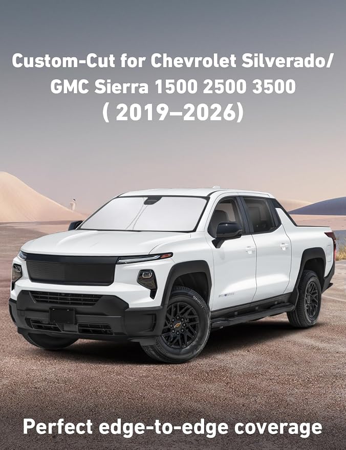 EcoNour Windshield Sunshade Compatible for Chevy Silverado/GMC Sierra 1500 2500 3500 2019-2024 2025 2026, Front Windshield Sun Shade Cover, UV Heat Protector, Car Sun Visor Interior Heat Protection - Image 2