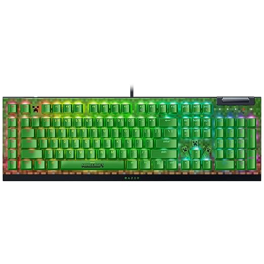Razer BlackWidow V4 X Mechanical Gaming Keyboard, Minecraft Edition | Green Switches Tactile & Clicky, 6 Macro Keys, Chroma RGB, Doubleshot ABS Keycaps, Sound Dampening & Stabilizers by Unknown