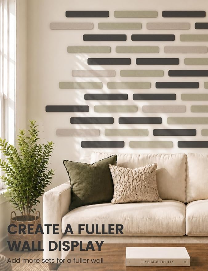 Fluxynara 13" x 2" Felt Wall Panels, Black | 5-Pack Cork Board Alternative with 35 Push Pins, Adhesive Mounting for Bedroom Door or Home Office - Image 7