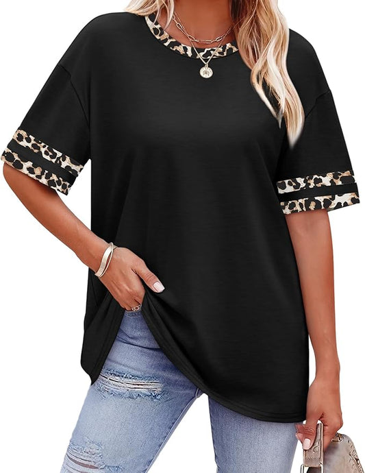 WIHOLL Womens T Shirts Loose Fit Short Sleeve Tees Crew Neck Color Block Summer Tops 2026 Fashion by WIHOLL
