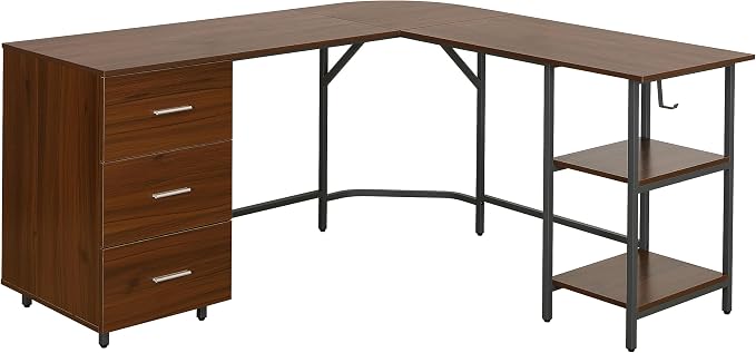 Techni Mobili L Shaped Desk - Two-Toned Computer Desk with Drawers & Storage Shelves - Simple Modern Furniture & Home Office Space Corner Table for Work & Writing | 59" two‑tone L‑shaped desk with storage shelves, durable frame, modern corner workstati... - Image 6