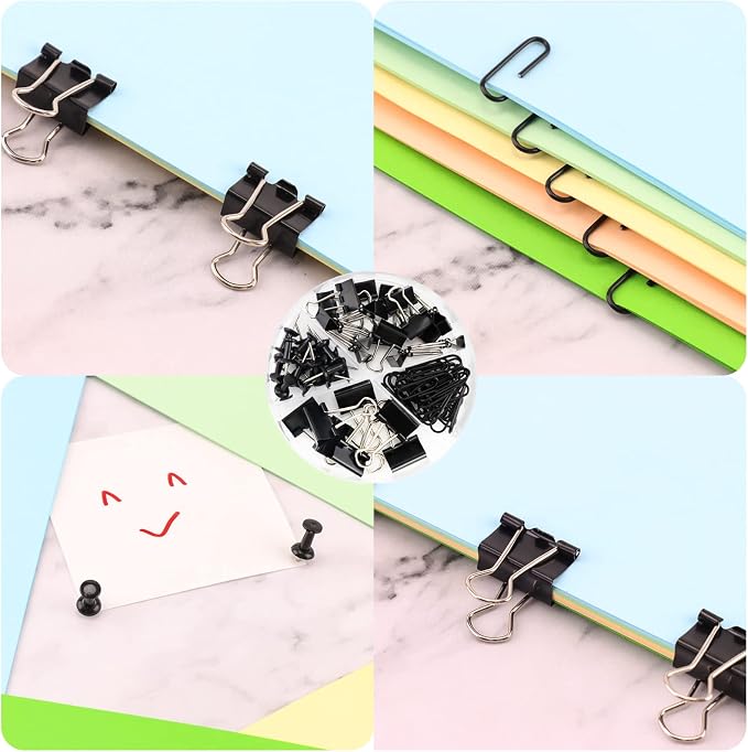 Desk Organizers Caddy and Accessories with 7 Compartments + Pen Holder / 72 Clips Set, Drawer, Black Mesh Office Supplies Desktop Organizer for Home, Office Ect - Image 4