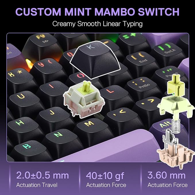 Redragon K740 PRO Wireless RGB Gaming Keyboard, Aluminum Base & Knob, 95% | Rock-Solid Metal Build, Multi-Function Control Wheel, Creamy Custom Switch, Swap-Ready Socket, Fade-Resistant PBT Keycap - Image 6