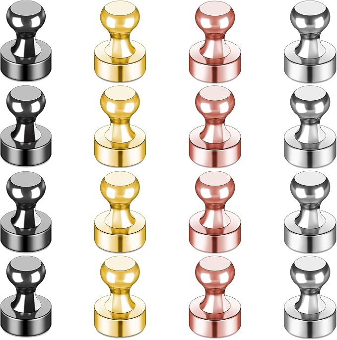LOVIMAG Fridge Magnets 16Pcs for Refrigerator Whiteboard, Colorful | Small Strong Neodymium Metal Cute Push Pin for Classroom, Kitchen, Accessories Decorative, Office, Calendar by LOVIMAG