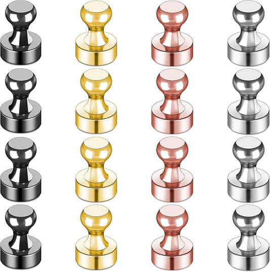 LOVIMAG Fridge Magnets 16Pcs for Refrigerator Whiteboard, Colorful | Small Strong Neodymium Metal Cute Push Pin for Classroom, Kitchen, Accessories Decorative, Office, Calendar by LOVIMAG