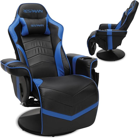 Respawn 900 Gaming Recliner Chair with Footrest, Cup Holder and Swivel | Ergonomic gaming recliner with footrest, cup holder, lumbar support, 135° recline & 360° swivel for console gaming by BrandRESPAWN