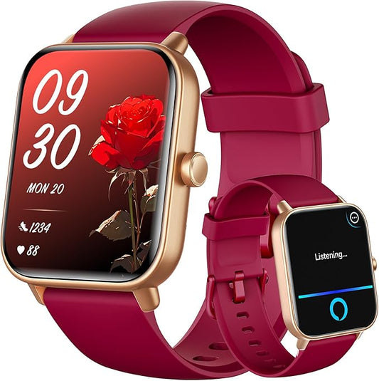 Gydom Smart Watch for Women Android & iPhone, Alexa Built-in, 1.8" Smartwatch with Heart Rate/SpO2/Sleep Monitor, IP68 Waterproof Activity Fitness Tracker, 101+ Sports Mode, Red by GydomUSOfficial