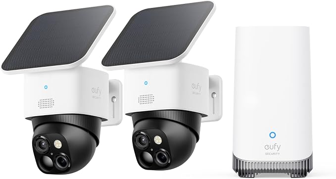 eufy Security SoloCam S340 2-Cam Kit (HomeBase S380), Solar Security Camera, Wireless Outdoor Camera, 360° Pan and Tilt, No Blind Spots, No Monthly Fee, Built-in Local Storage (Up to 16TB) by Unknown