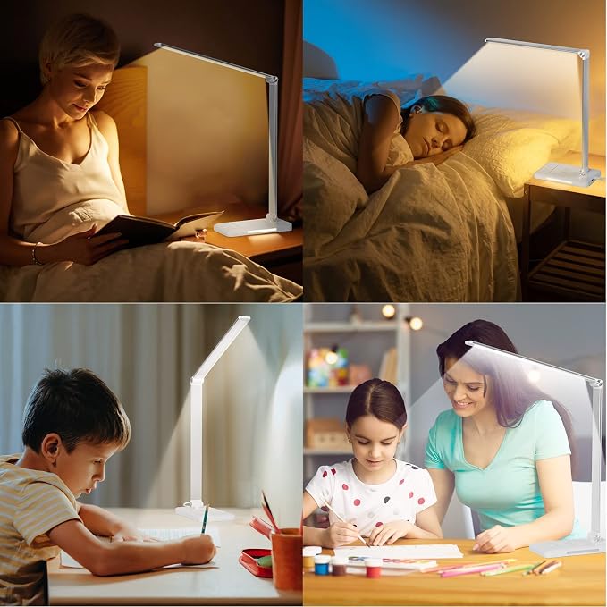 LED Desk Lamp with Night Light, Fast Wireless Charger, USB Charging Port, 10 Brightness, 5 Color Modes, Dimmable Bedside Table Lamp for Bedroom, Touch Control, Auto Timer, 1200Lux Super Bright - Image 7
