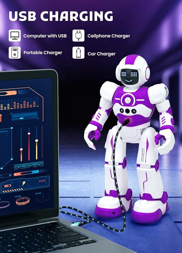 Robot Toys for Kids,Programmable Remote Control Smart Walking Dancing Robot Toy with Gesture & Sensing for Age 4 5 6 7 8 9 10 Year Old Boys Girls for Birthday Present,Purple - Image 4